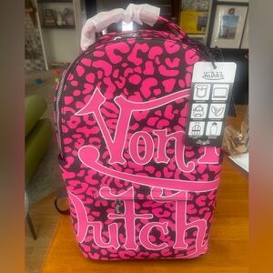 NWT Von Dutch Pink and Black Leopard Backpack